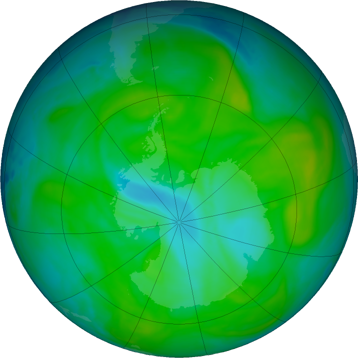 Antarctic ozone map for 24 December 2017